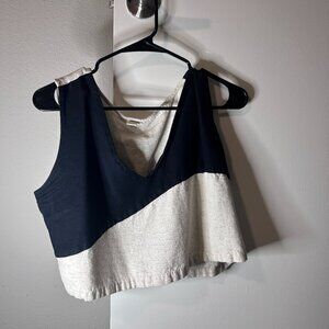 Color Block Black & Cream Top